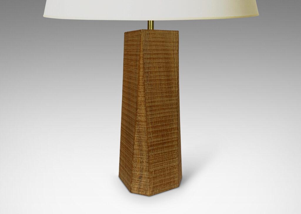 Gallery BAC raked pedestal form in oak, with decorative chiseled texture