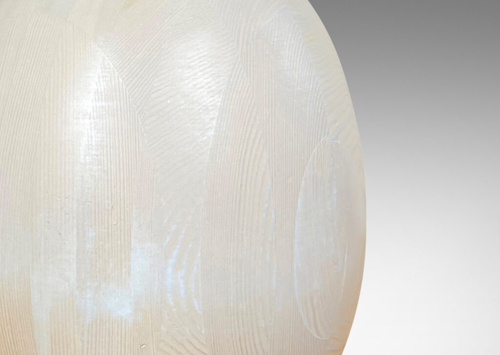 Gallery BAC ovoid form in whitewashed solid pine