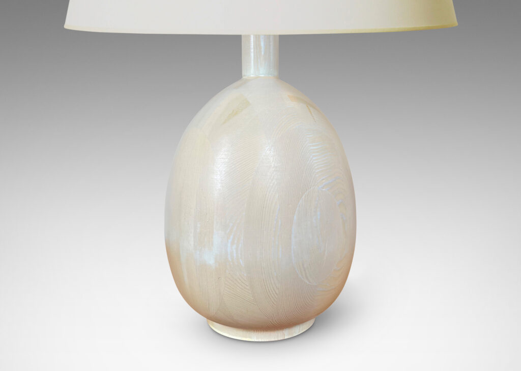 Gallery BAC ovoid form in whitewashed solid pine