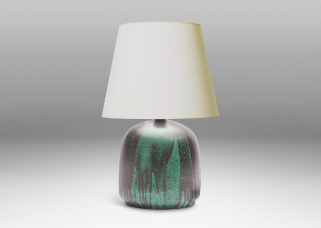 Gallery BAC modeled form with orange peel finish glaze in dark and teal green tones