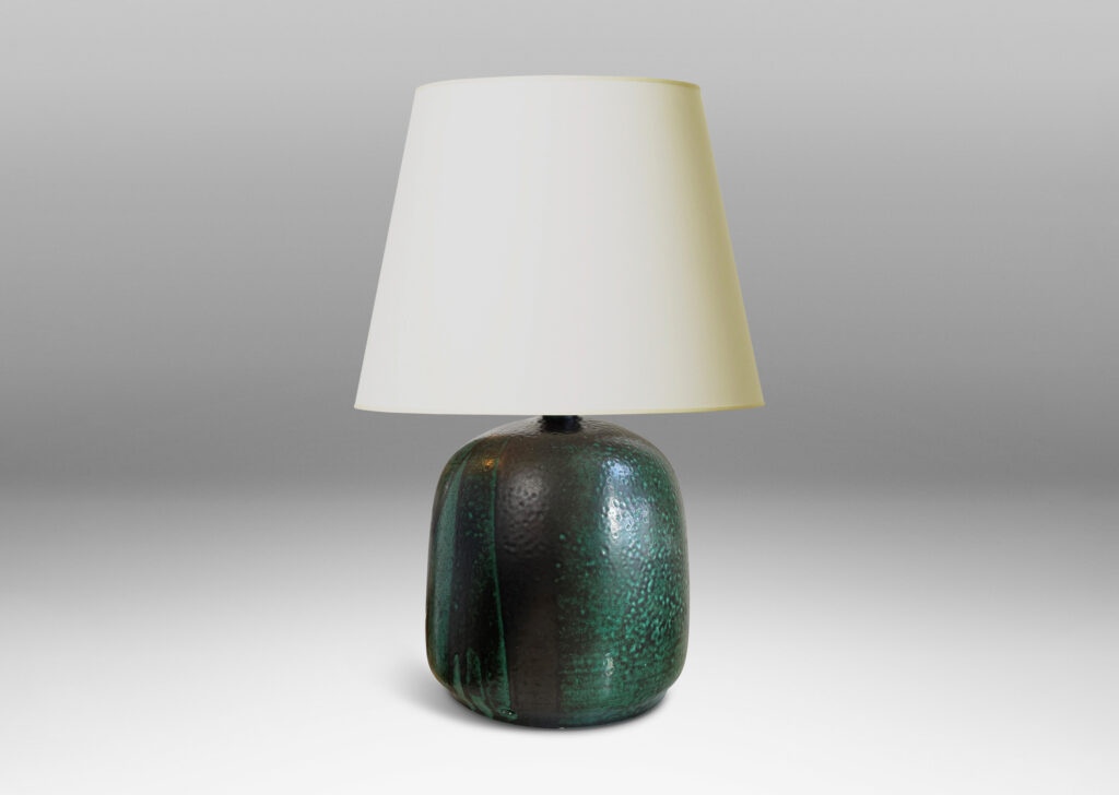 Gallery BAC modeled form with orange peel finish glaze in dark and teal green tones