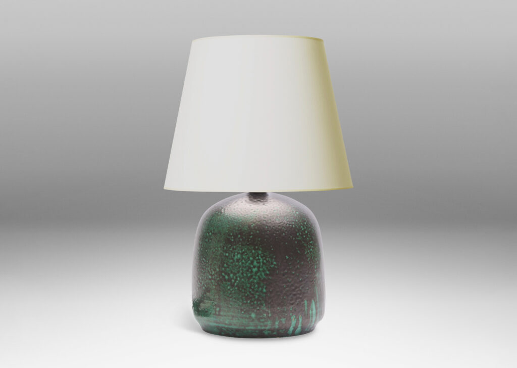 Gallery BAC modeled form with orange peel finish glaze in dark and teal green tones