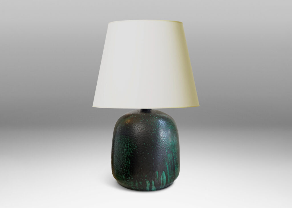 Gallery BAC modeled form with orange peel finish glaze in dark and teal green tones