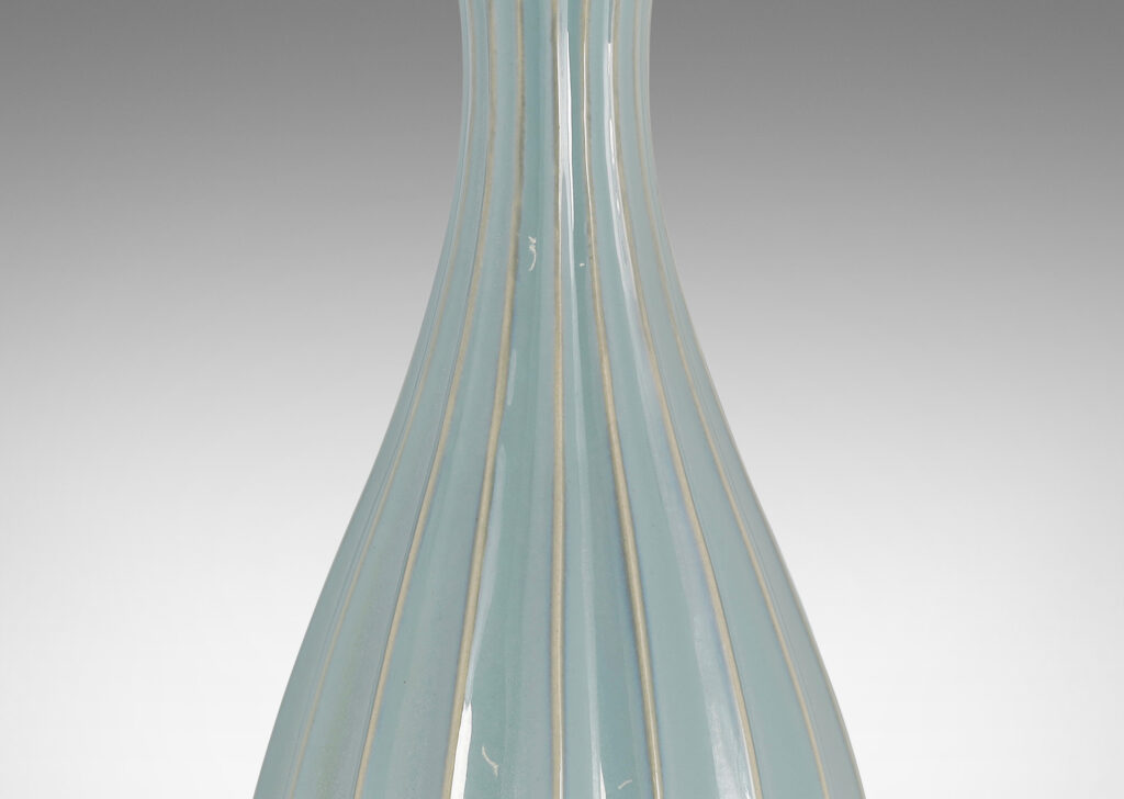 Gallery BAC tall fluted double gourd form in a gray-blue glaze