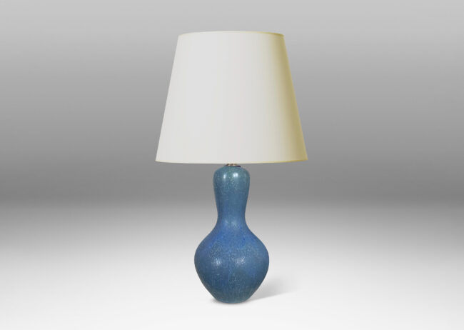 Gallery BAC dynamically modeled double gourd form, glazed a speckled cornflower blue