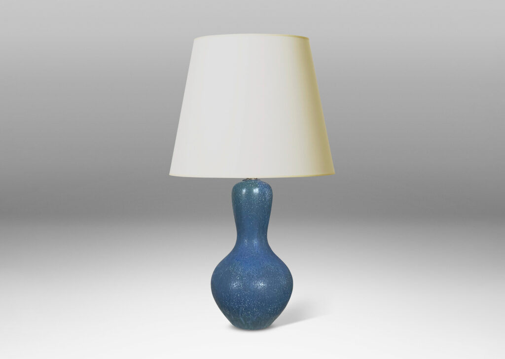 Gallery BAC dynamically modeled double gourd form, glazed a speckled cornflower blue