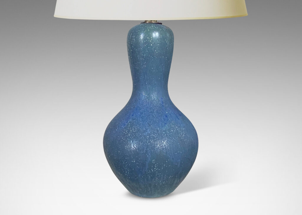 Gallery BAC dynamically modeled double gourd form, glazed a speckled cornflower blue