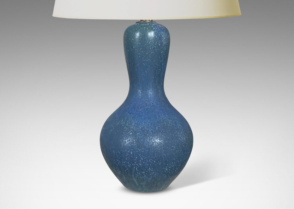 Gallery BAC dynamically modeled double gourd form, glazed a speckled cornflower blue