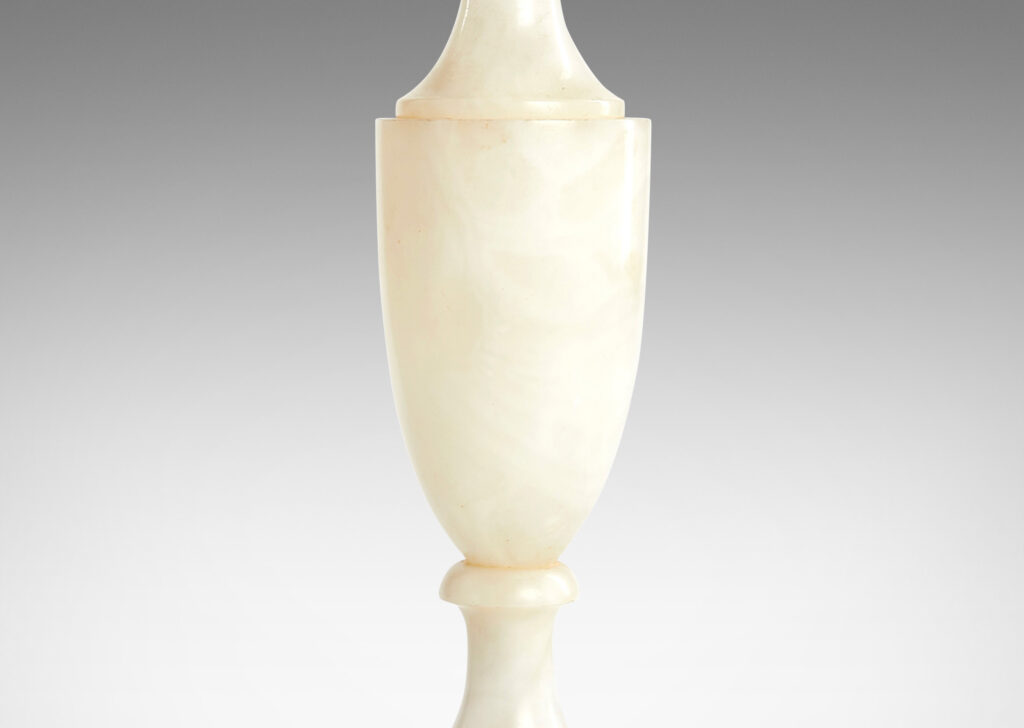 Gallery BAC vase baluster forms on round plinths in lathed onyx;