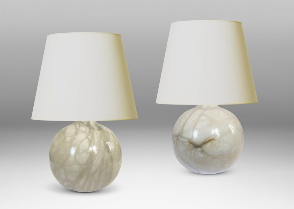 Gallery BAC plump globe forms in white/ivory with gray