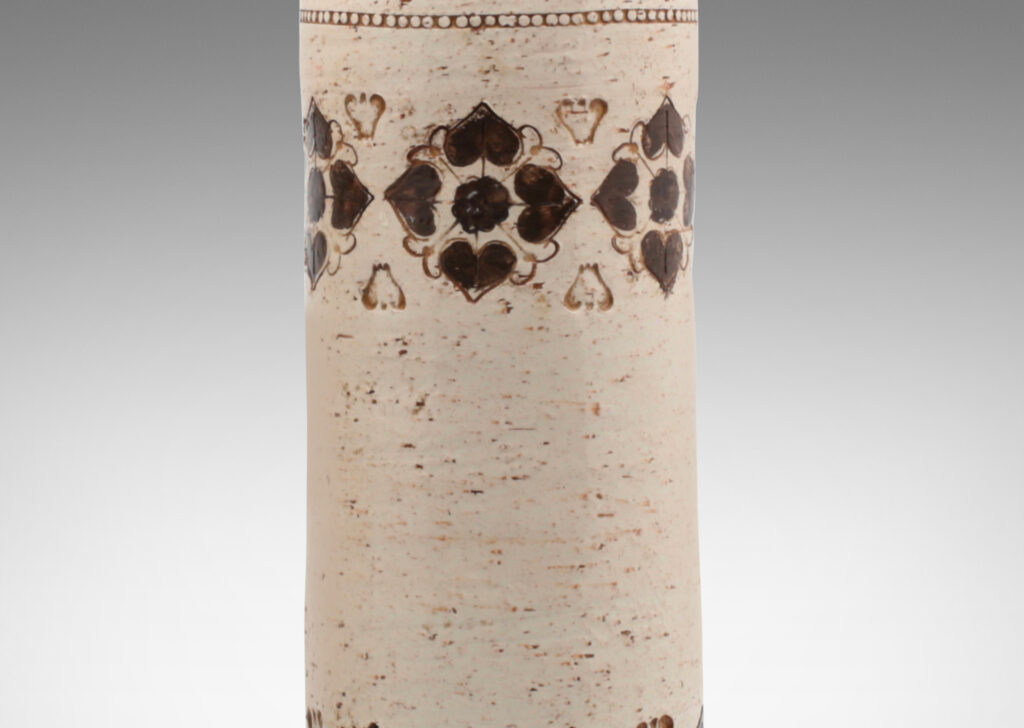 Gallery BAC tall cylindrical forms with “birch barK” texture and impressed and carved ornaments