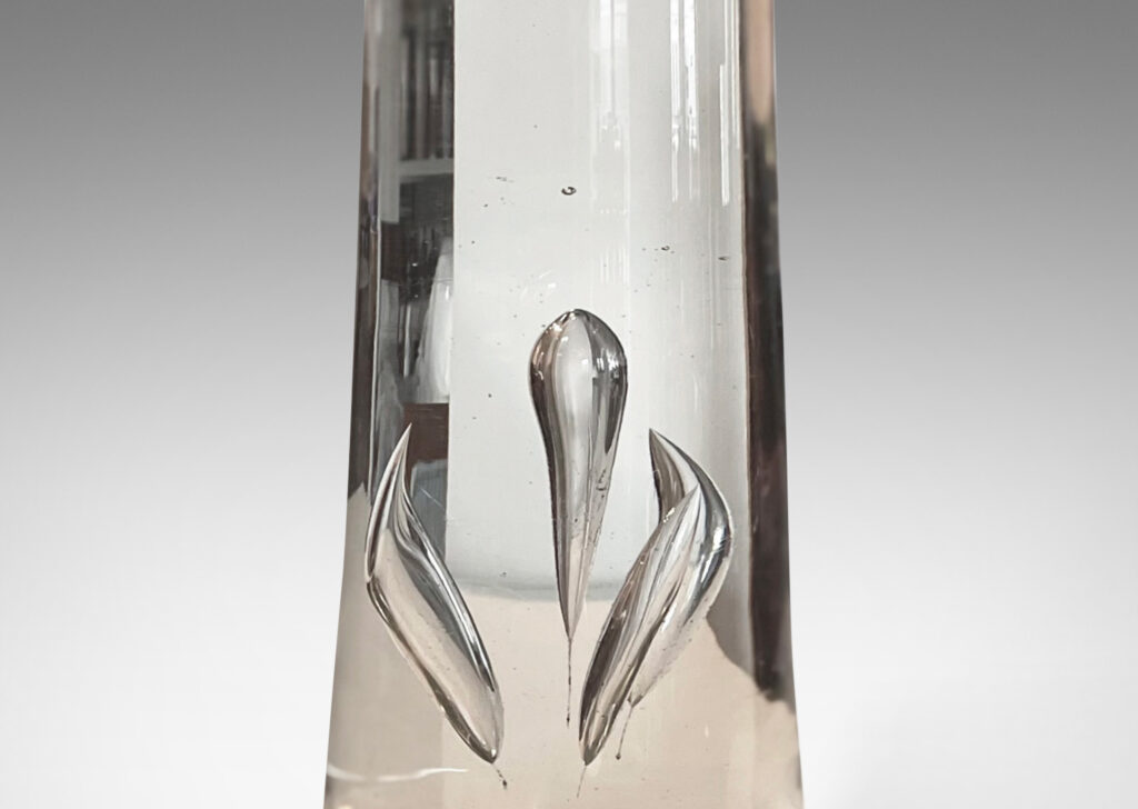 Gallery BAC raked cylinder forms with encased bubble detail; artisanal crystal