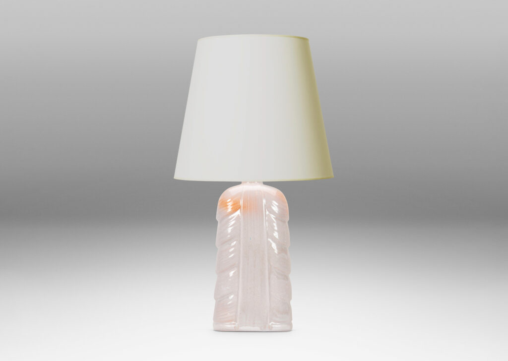 Gallery BAC stylized leaf / swag design in a pale shell pink with airy touches of burnt orange