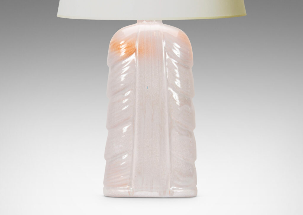 Gallery BAC stylized leaf / swag design in a pale shell pink with airy touches of burnt orange