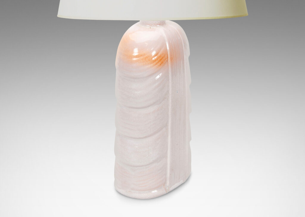 Gallery BAC stylized leaf / swag design in a pale shell pink with airy touches of burnt orange