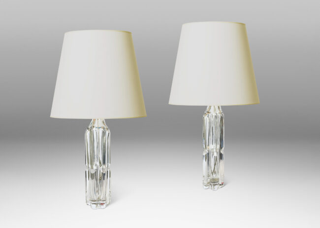 Gallery BAC attenuated bottle-like forms with shoulder to foot vertical scallops, hand formed crystal