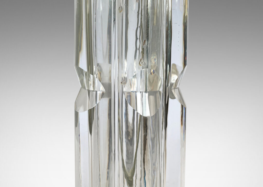 Gallery BAC attenuated bottle-like forms with shoulder to foot vertical scallops, hand formed crystal