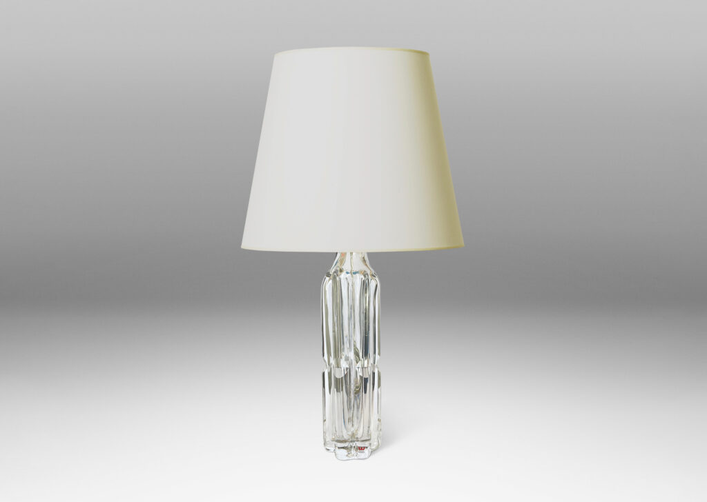 Gallery BAC attenuated bottle-like forms with shoulder to foot vertical scallops, hand formed crystal