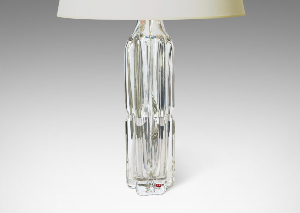 Gallery BAC attenuated bottle-like forms with shoulder to foot vertical scallops, hand formed crystal