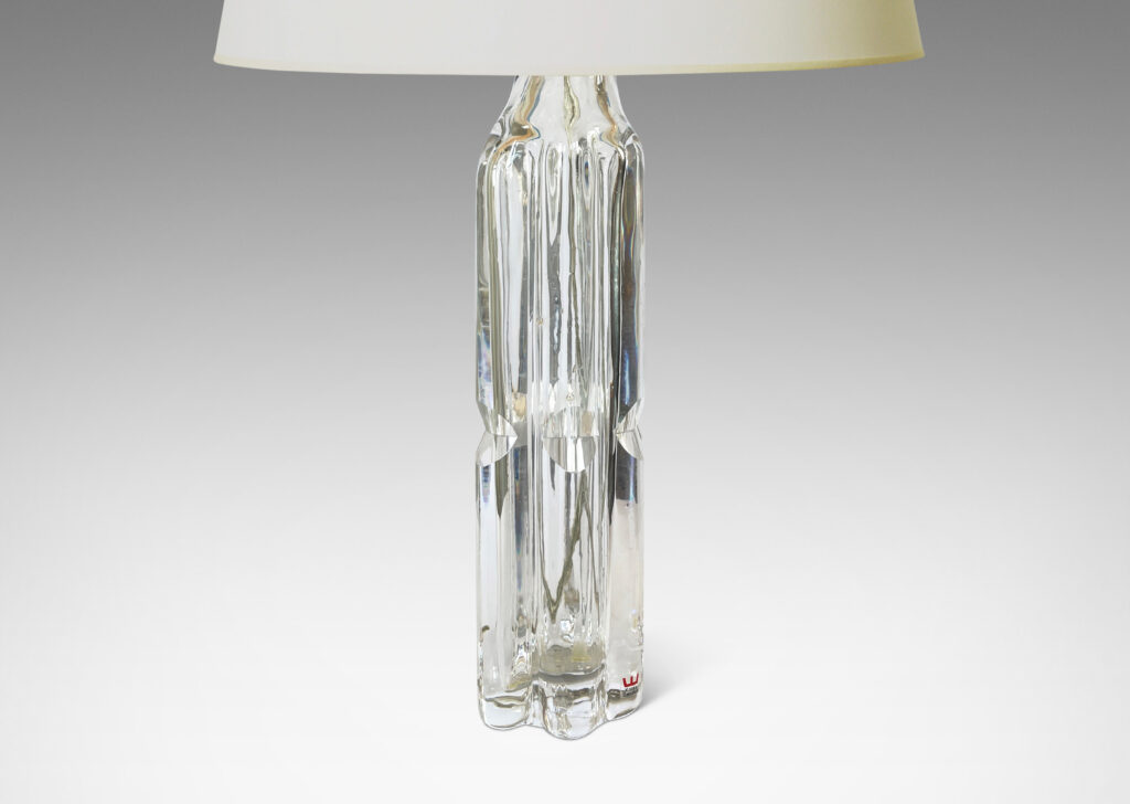 Gallery BAC attenuated bottle-like forms with shoulder to foot vertical scallops, hand formed crystal