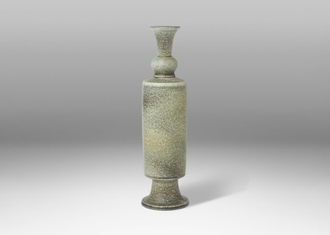 Gallery BAC rationalized baluster form in a ethereally textured tonal gray glaze