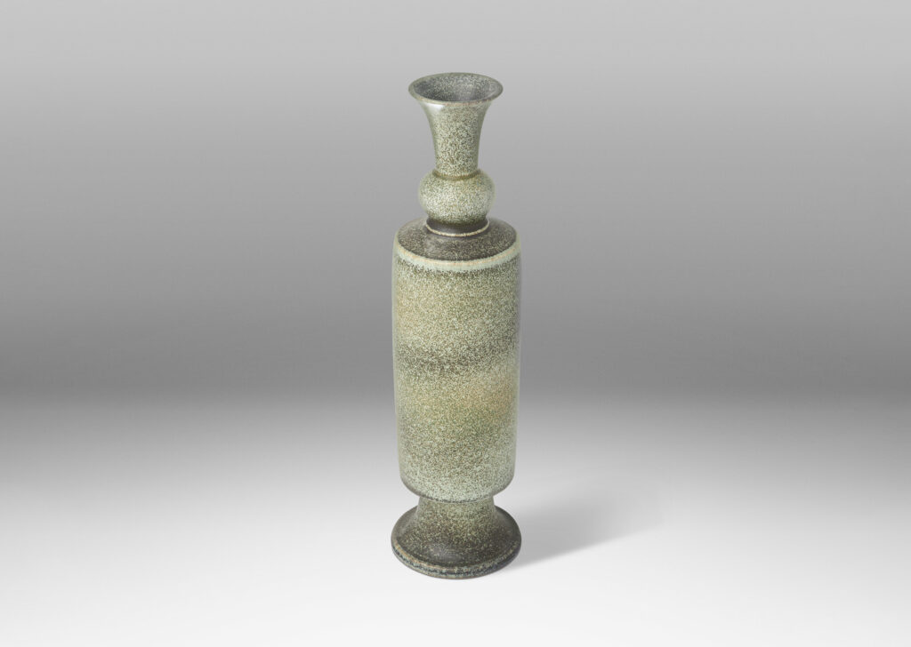 Gallery BAC rationalized baluster form in a ethereally textured tonal gray glaze