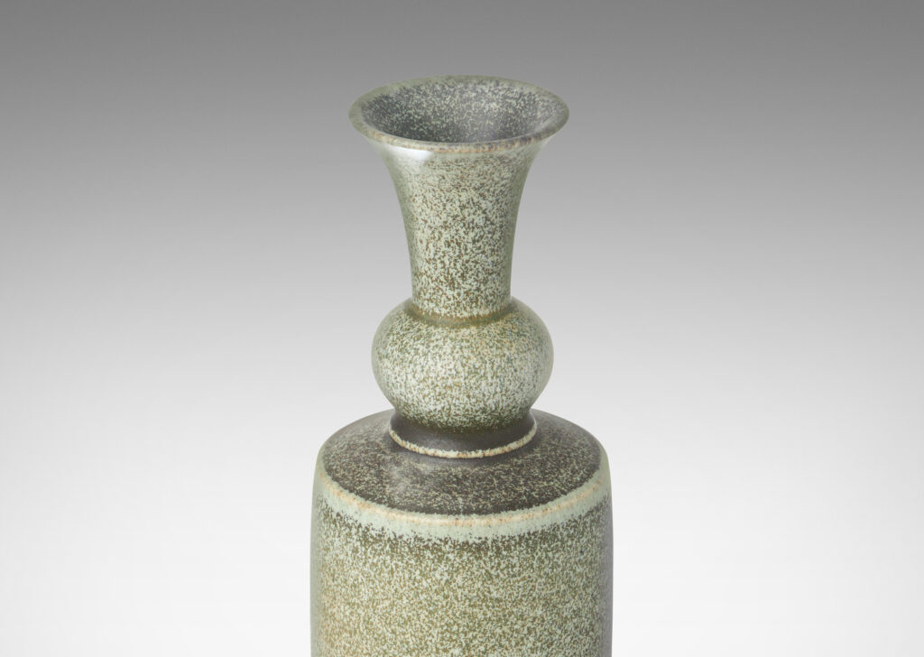 Gallery BAC rationalized baluster form in a ethereally textured tonal gray glaze