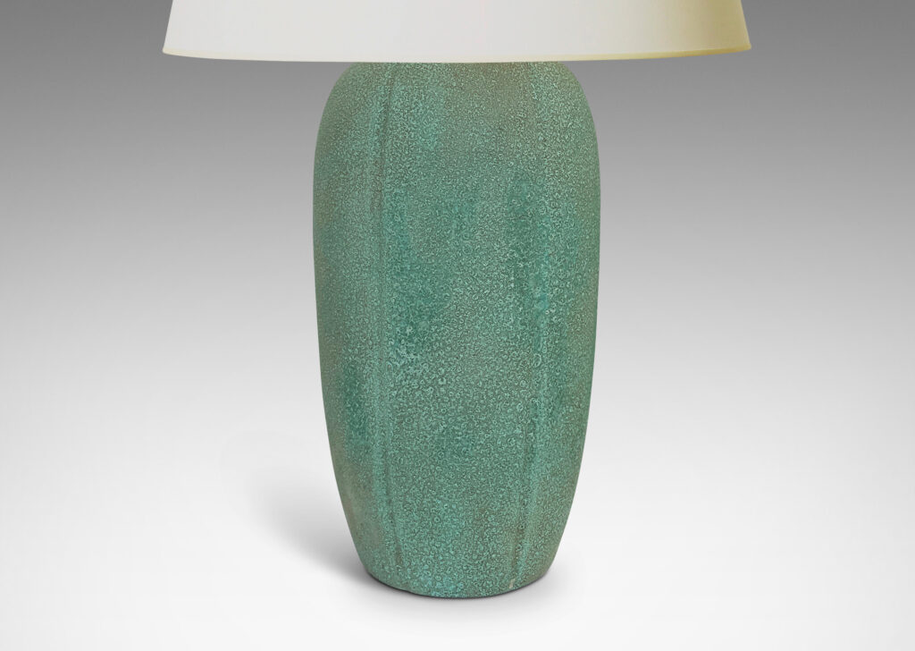 Gallery BAC tall lobed ovoid form with textured finish in a matte sage