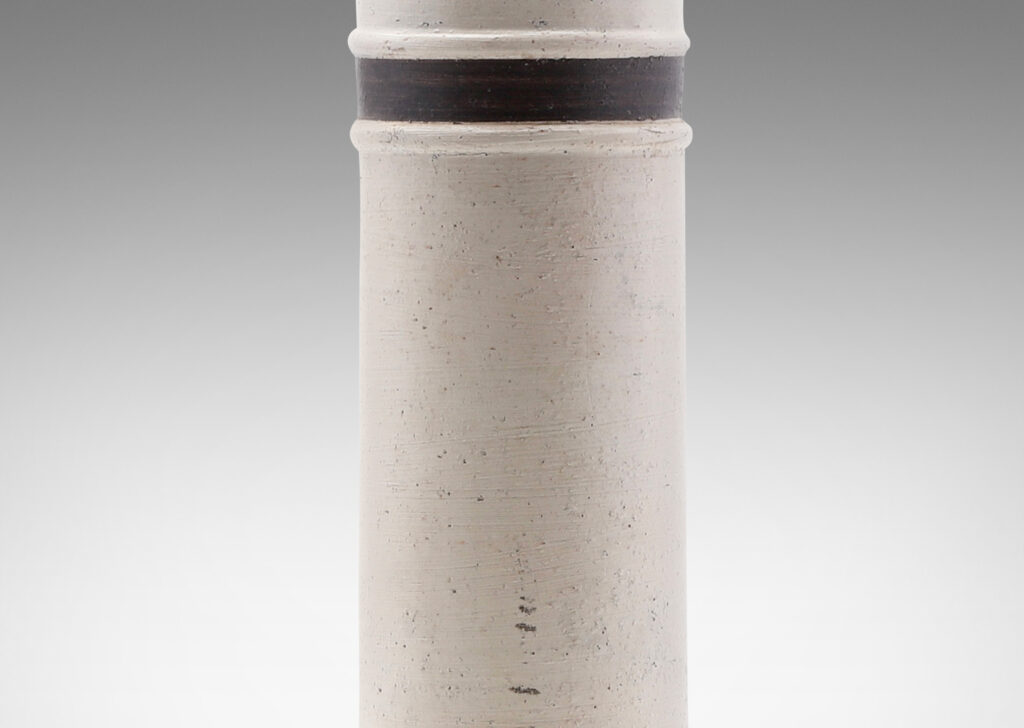 Gallery BAC cylindrical forms in “birch bark” textured ivory, with relief bead bands and brown stripes