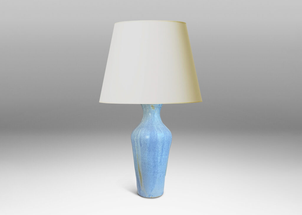 Gallery BAC tall tapering vase form in pale French blue tones