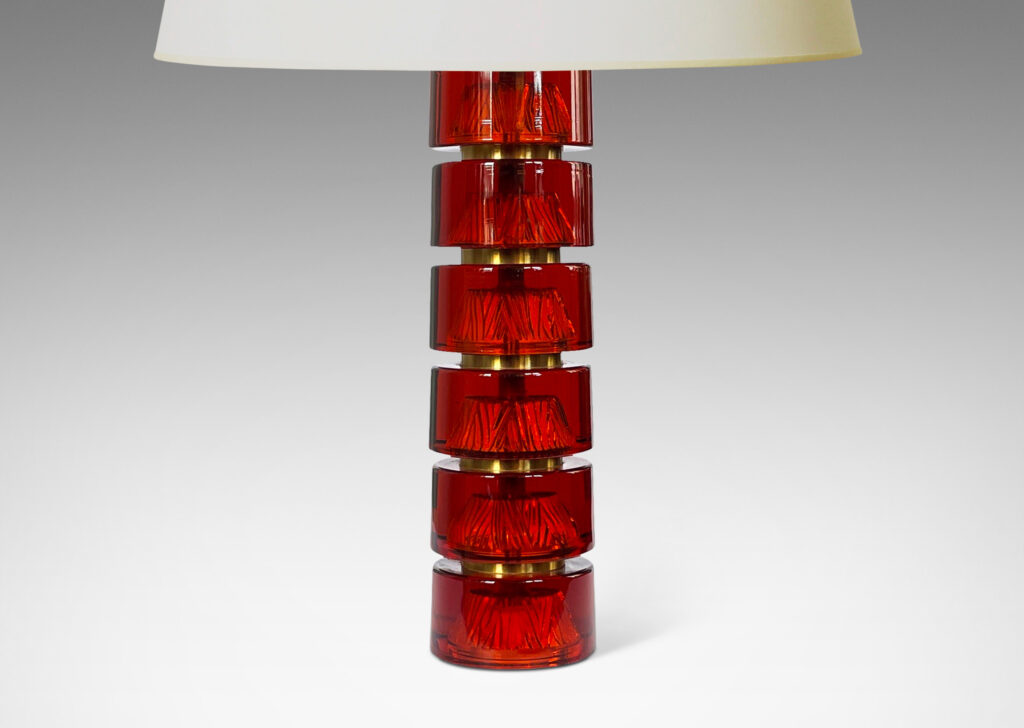 Gallery BAC whiskey-hued round sections with internal patterning; glass and brass