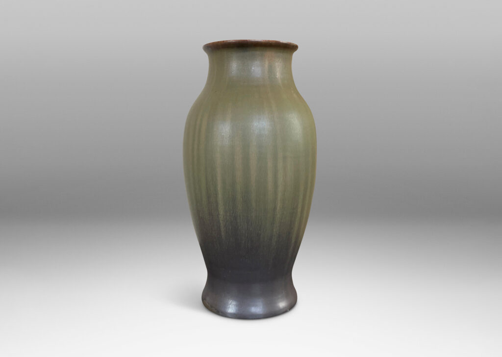 Gallery BAC tall swelling form in flowing sage and olive green tones