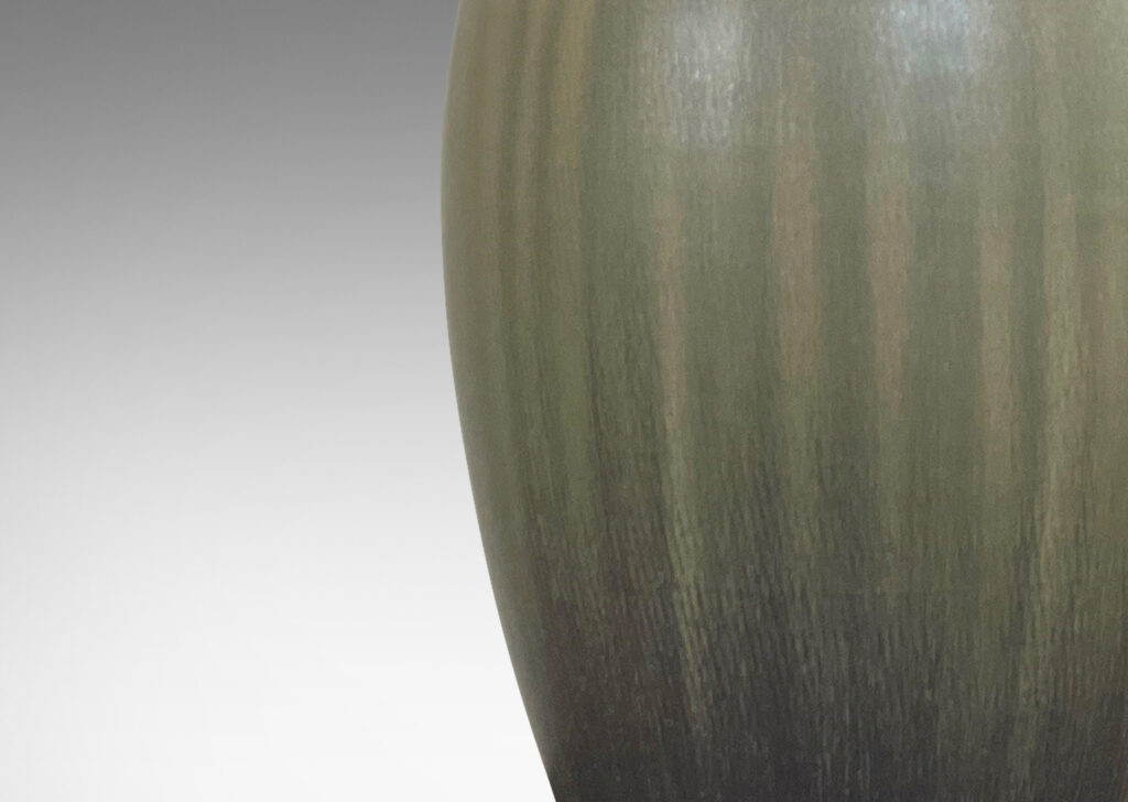 Gallery BAC tall swelling form in flowing sage and olive green tones