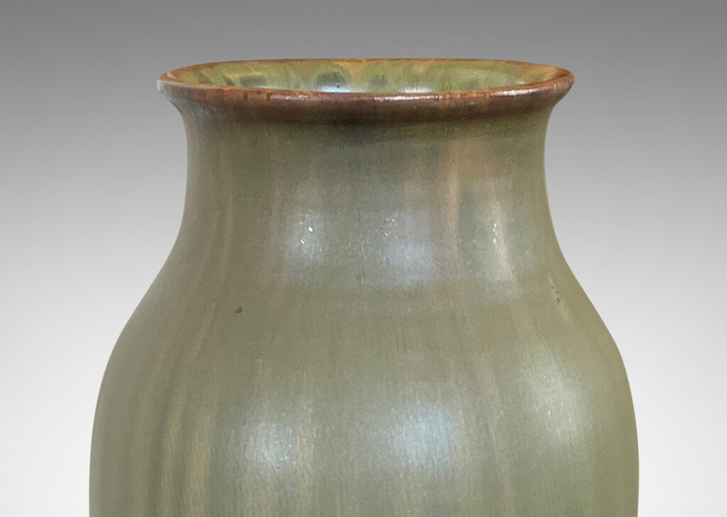 Gallery BAC tall swelling form in flowing sage and olive green tones