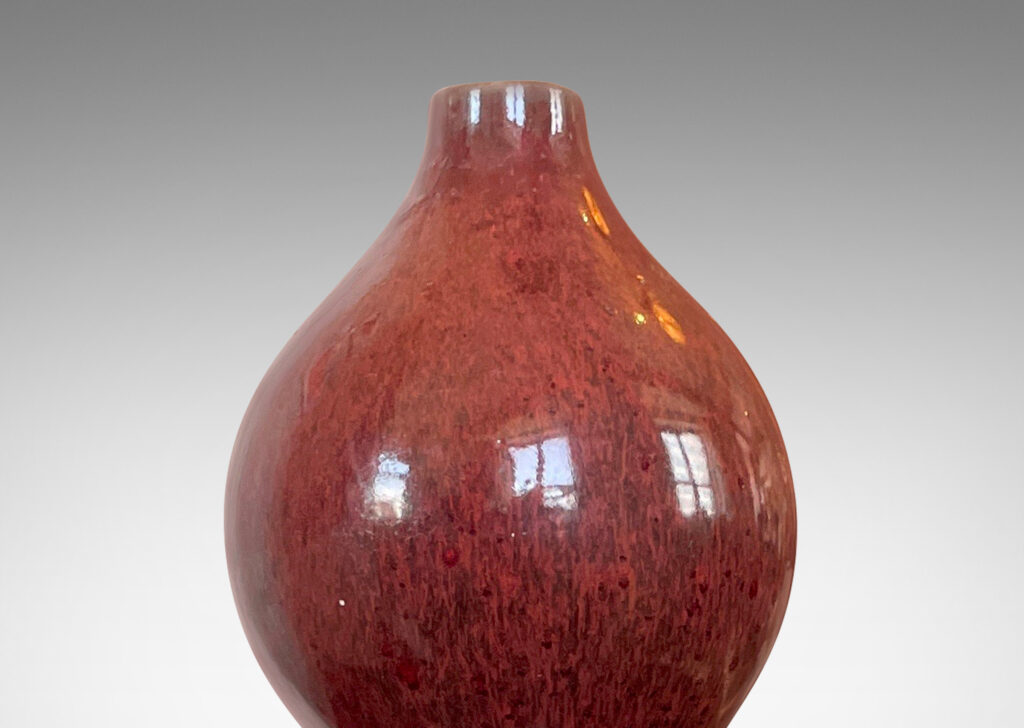 Gallery BAC sinuously modeled double gourd form in a rich burgundy oxblood glaze