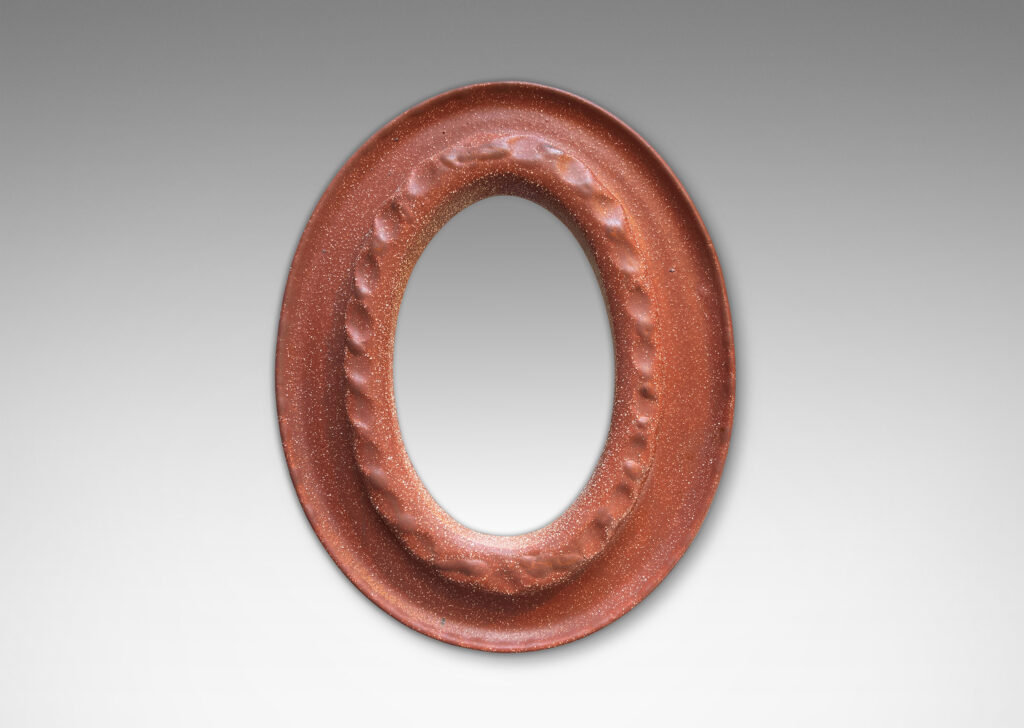 Gallery BAC oval frame with high relief barley twist design between cove edges in unglazed burnt sienna