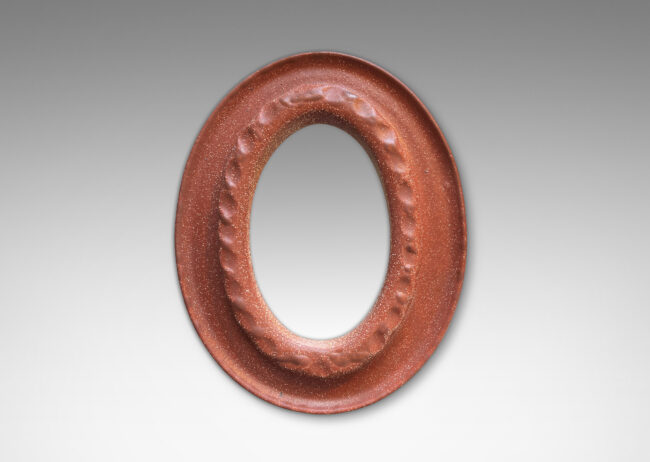 Gallery BAC oval frame with high relief barley twist design between cove edges in unglazed burnt sienna