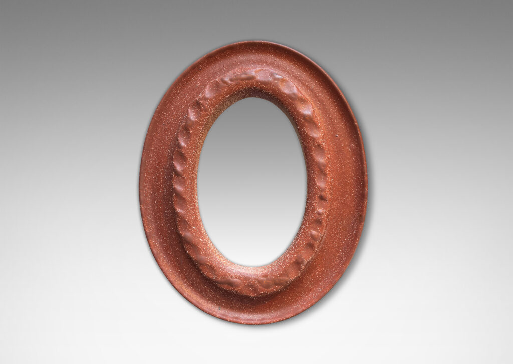 Gallery BAC oval frame with high relief barley twist design between cove edges in unglazed burnt sienna