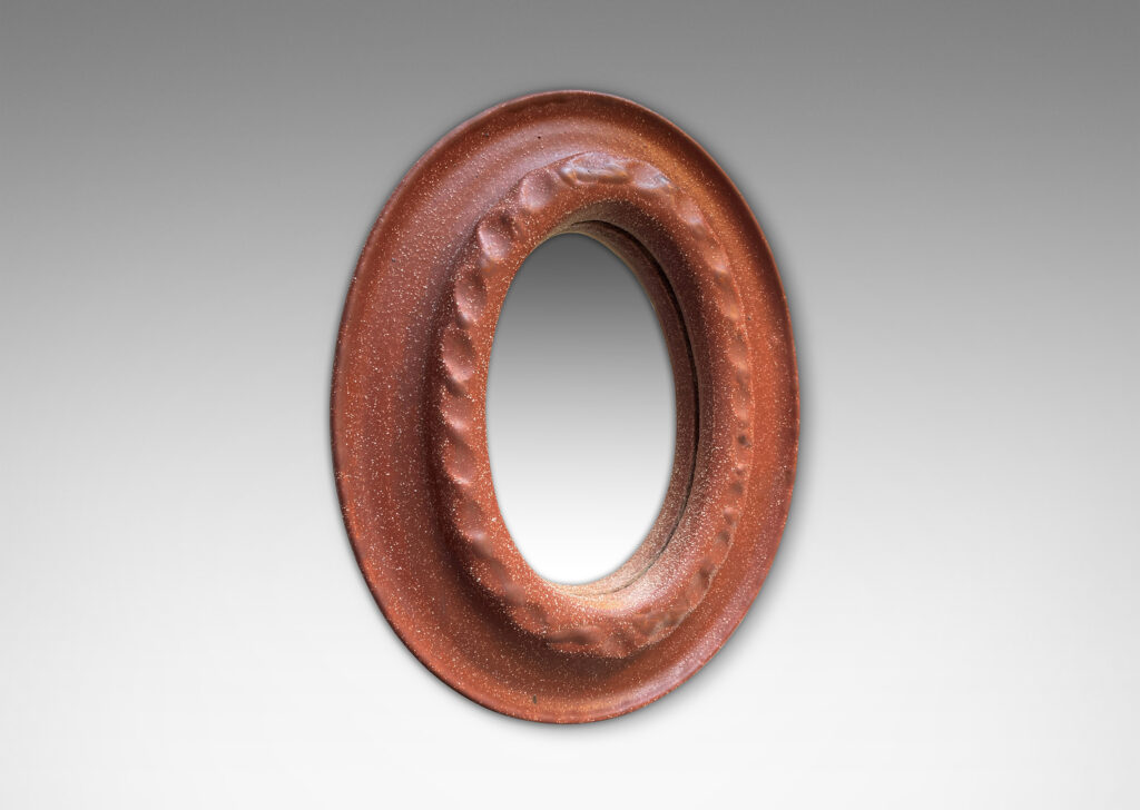 Gallery BAC oval frame with high relief barley twist design between cove edges in unglazed burnt sienna