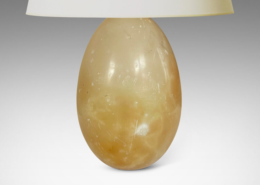 Gallery BAC having lathed ovoid forms in warm sandy tones; alabaster