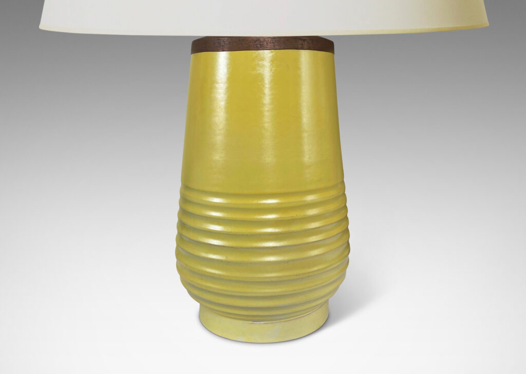 Gallery BAC large tulip form with horizontal fluting and a yellow glaze