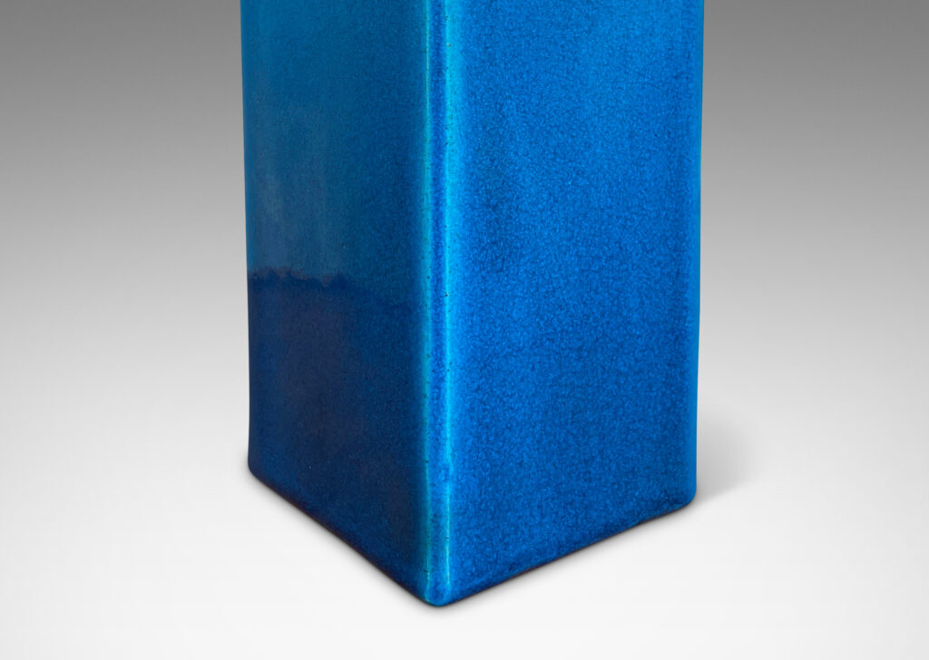 Gallerry BAC square canister forms glazed in a saturated azure blue