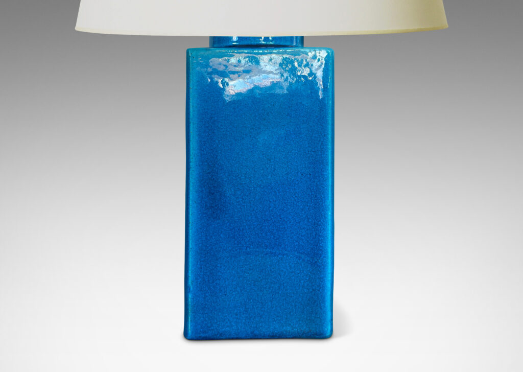 Gallerry BAC square canister forms glazed in a saturated azure blue