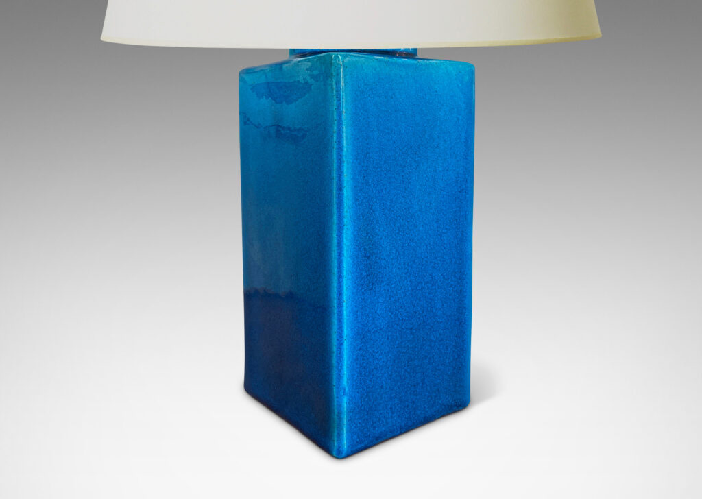 Gallerry BAC square canister forms glazed in a saturated azure blue