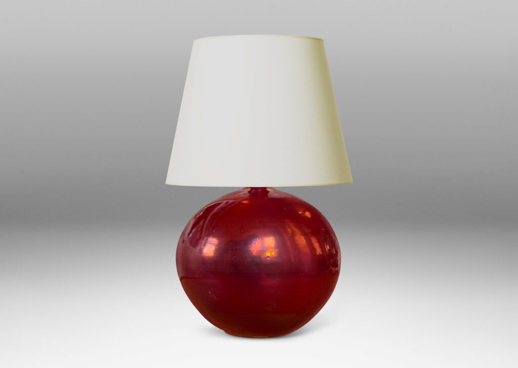 Gallery BAC plump globe form, glazed in a gloss burgundy-red