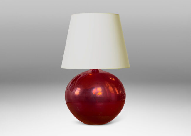 Gallery BAC plump globe form, glazed in a gloss burgundy-red