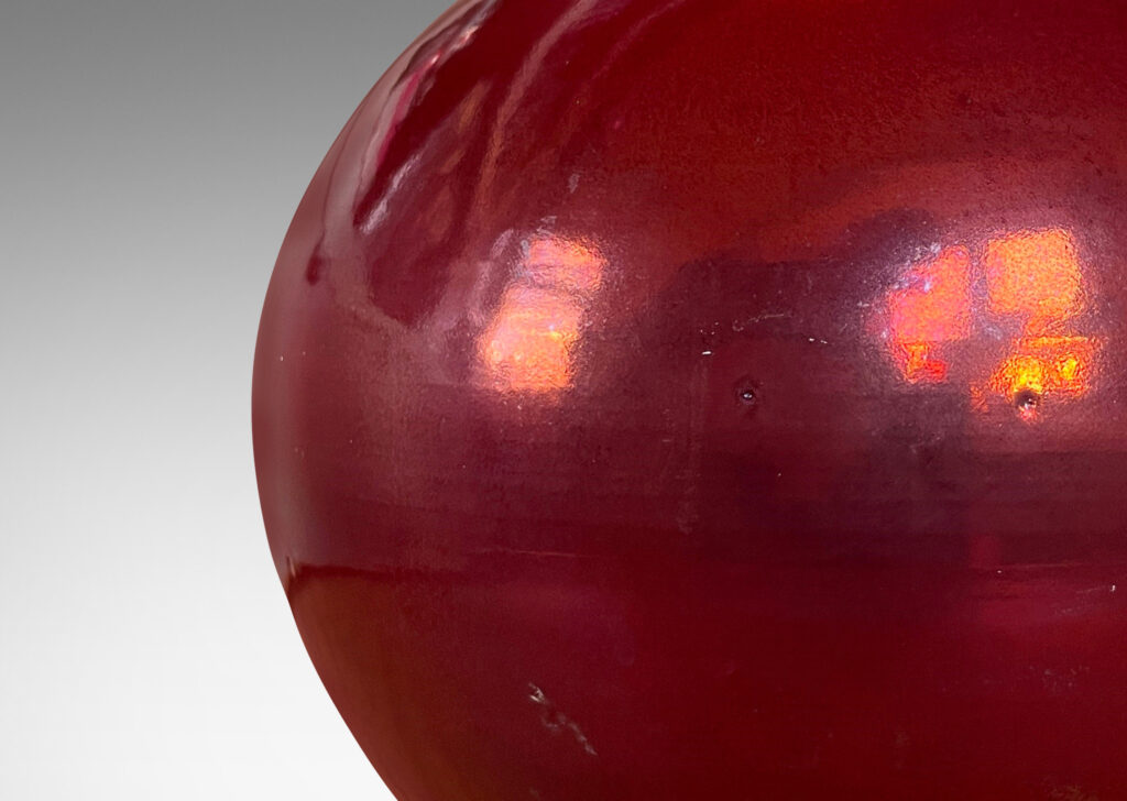 Gallery BAC plump globe form, glazed in a gloss burgundy-red