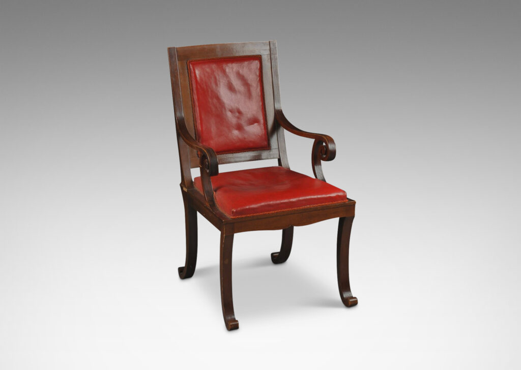 Gallery BAC Armchair with scrolling arms and legs; oak