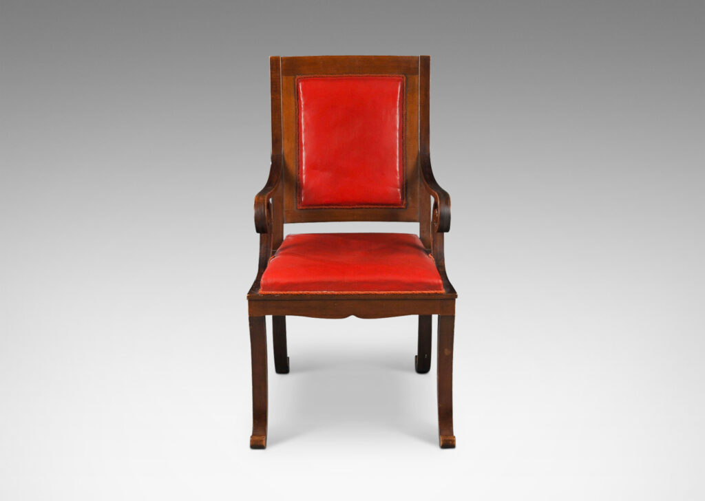 Gallery BAC Armchair with scrolling arms and legs; oak