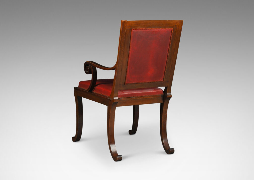 Gallery BAC Armchair with scrolling arms and legs; oak